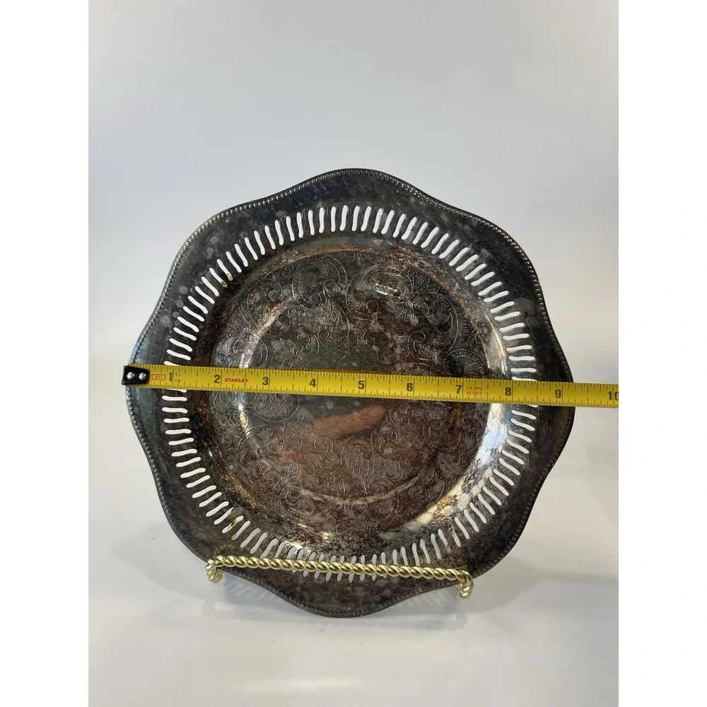 Vintage Viking Plate E.P. Brass‎ Made In Canada Small Silver Plated 9 1/4